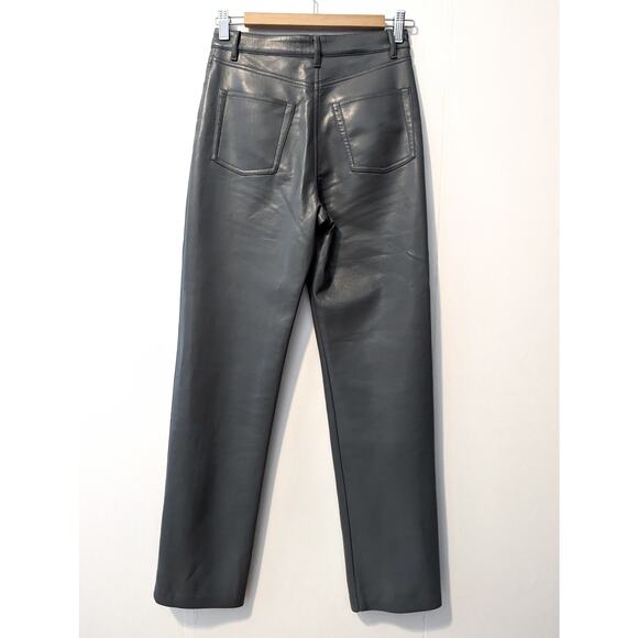 Aritzia Wilfred The Melina Faux Leather Grey Argentique Pants Size 2 - Picture 3 of 7